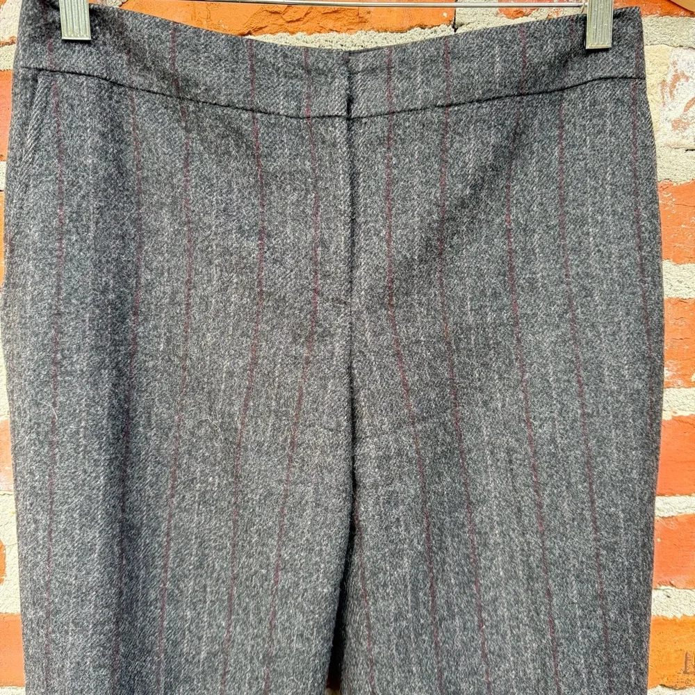 J.Crew Wool Blend‎ Pinstripe Wide Leg Cuffed Trousers Size 2